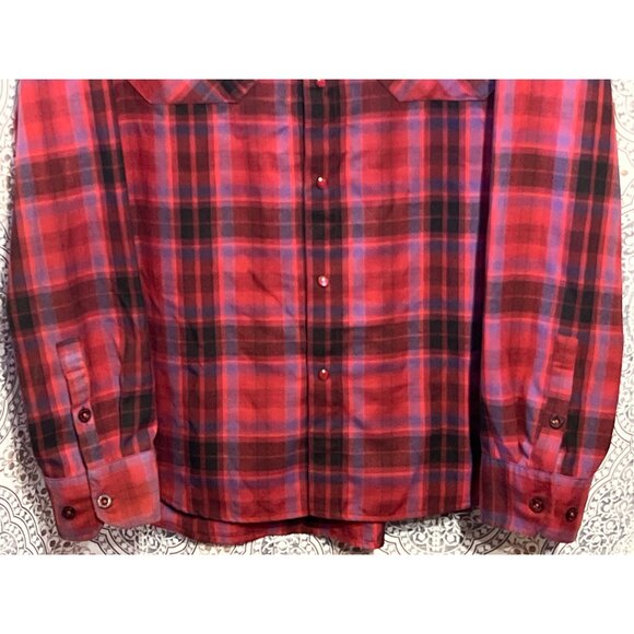 Dixxon Mens Red & Black Plaid Long Sleeve Flannel Shirt 2X Snap Buttons - Picture 6 of 11